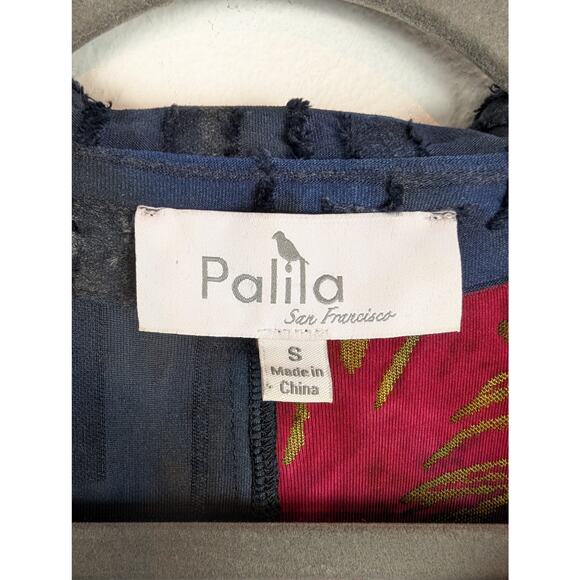 Palila Cardigan Embroidered Batik Tie Dye Velvet Boho Art to Wear Blue Size S - Picture 9 of 11
